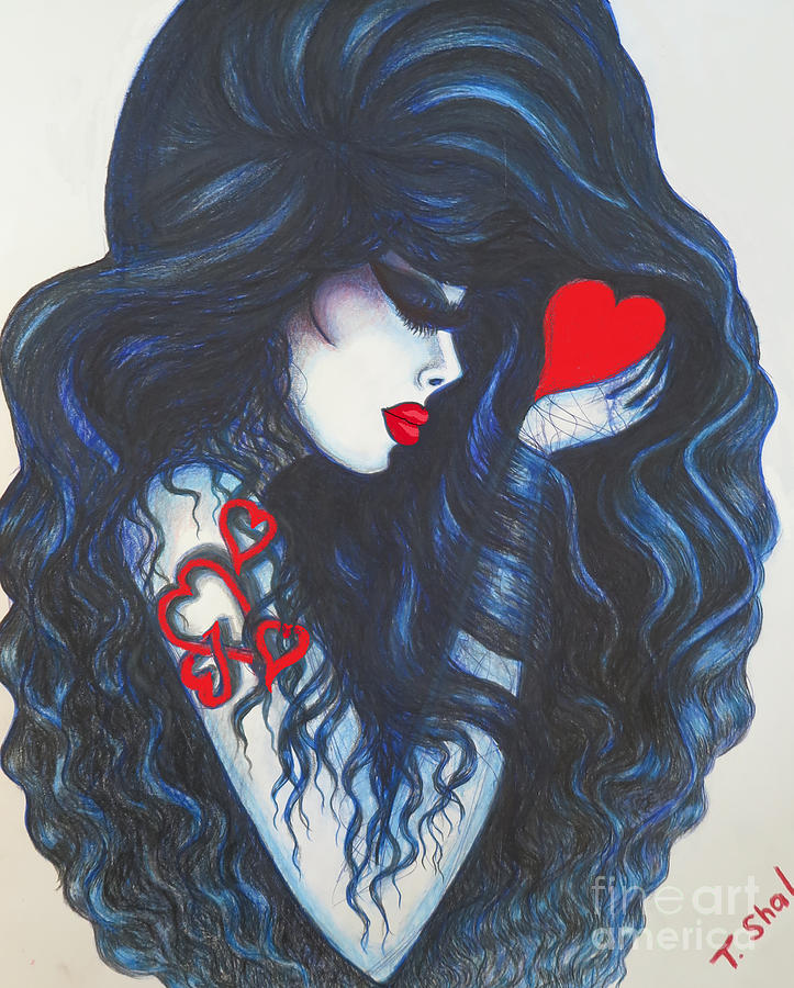  Queen of Hearts Drawing by Tara Shalton