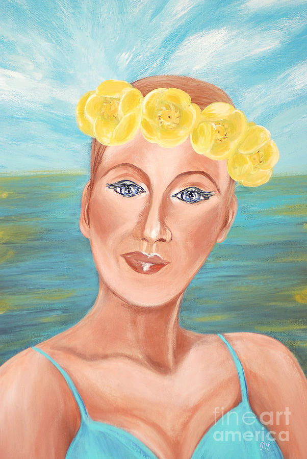 Flower Painting - Queen of the water lilies. Portrait. Acrylic painting 2015 by Oksana Semenchenko