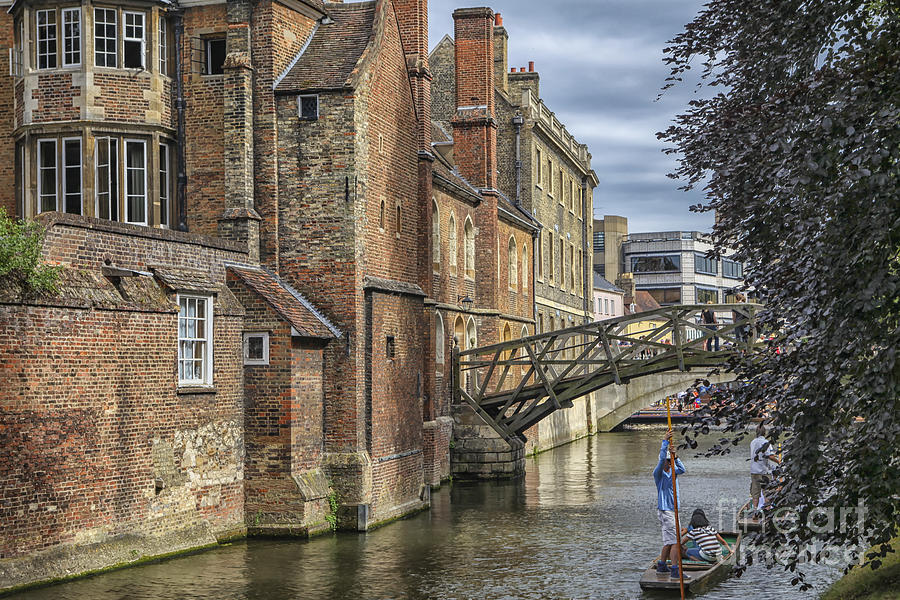 Queens college and punters under mathematical bridge Photograph by Patricia Hofmeester
