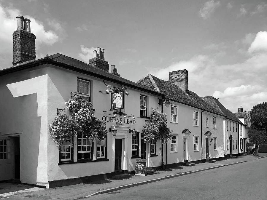 Queens Head Knight Street Sawbridgeworth in Black And White Photograph by Gill Billington