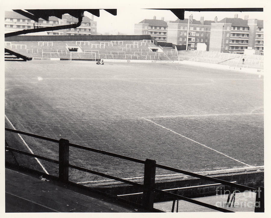 Queens Park Rangers - Loftus Road - School End 1 - 1964 - BW Photograph by Legendary Football Grounds