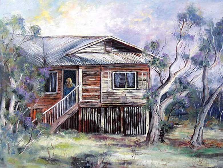 Queenslander style house, Cloncurry. Painting by Ryn Shell