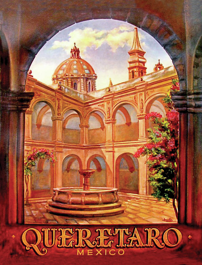 Queretaro city, Mexico, travel poster Painting by Long Shot