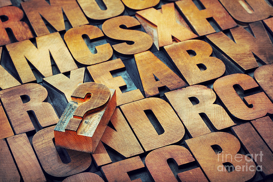 Question Mark And Alphabet In Wood Type Photograph by Marek Uliasz