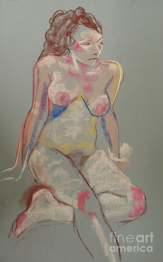 Quick pastel nude Drawing by Joanne Claxton