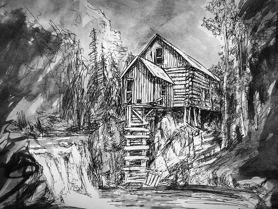 Quick Sketch - Crystal Mill Drawing by Aaron Spong