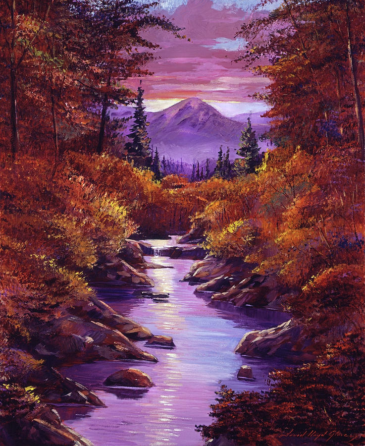 Quiet Autumn Stream Painting by David Lloyd Glover