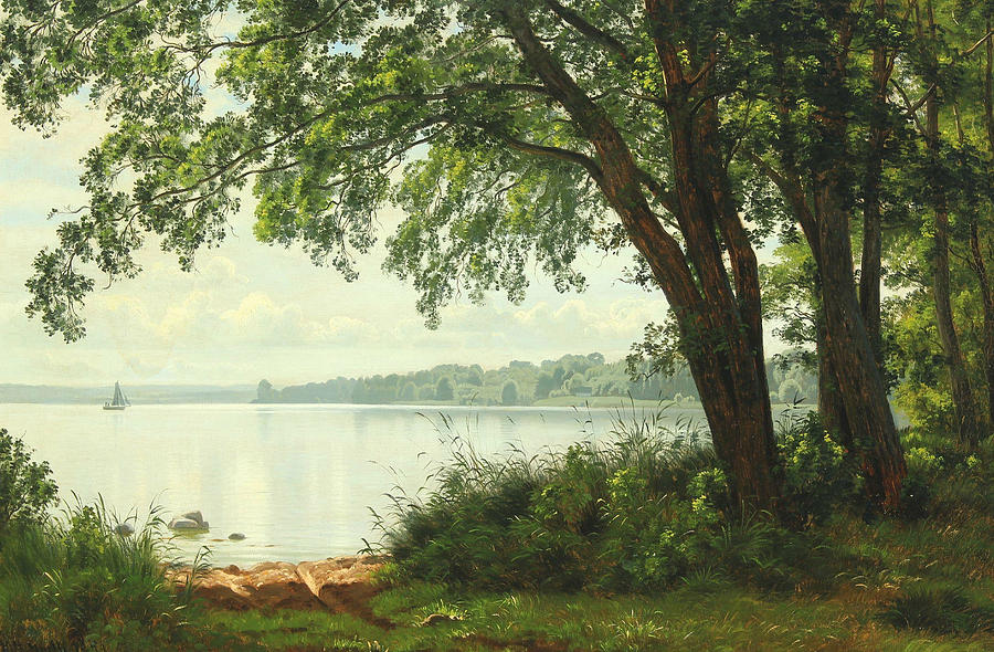 Quiet day at the northern part of Lake Esrum Painting by Vilhelm Groth