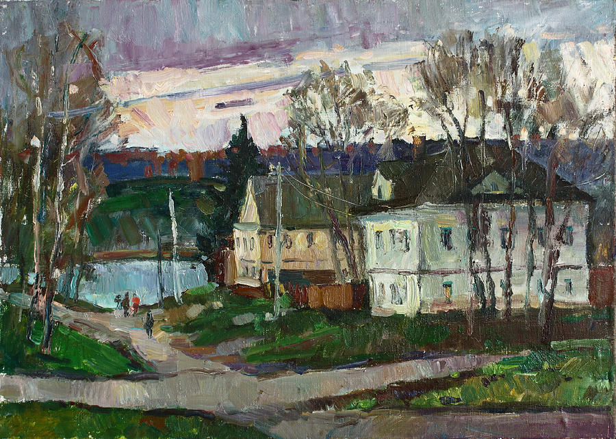 Quiet evening in the province Painting by Juliya Zhukova