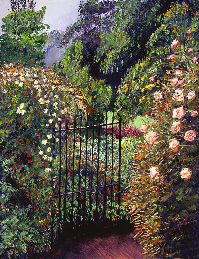 Quiet Garden Entrance Painting by David Lloyd Glover