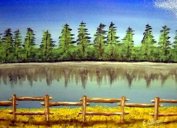 Quiet Lake Painting by Edwin Alverio