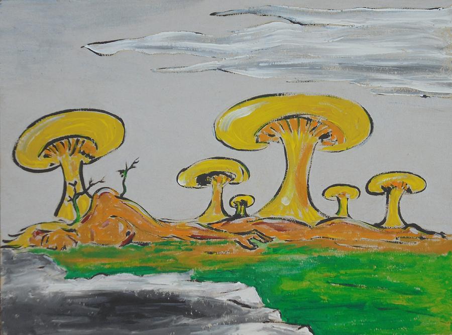 Quiet Landscape With Mushrooms Painting by Gabriel Coelho Quiet Landscape With Mushrooms Painting by Gabriel Coelho