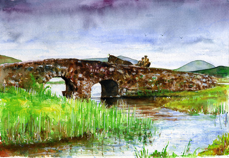 Bridge Painting - Quiet Man Bridge Ireland by John D Benson
