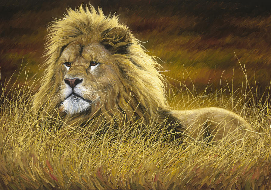 Lion Painting - Quiet Moment by Lucie Bilodeau