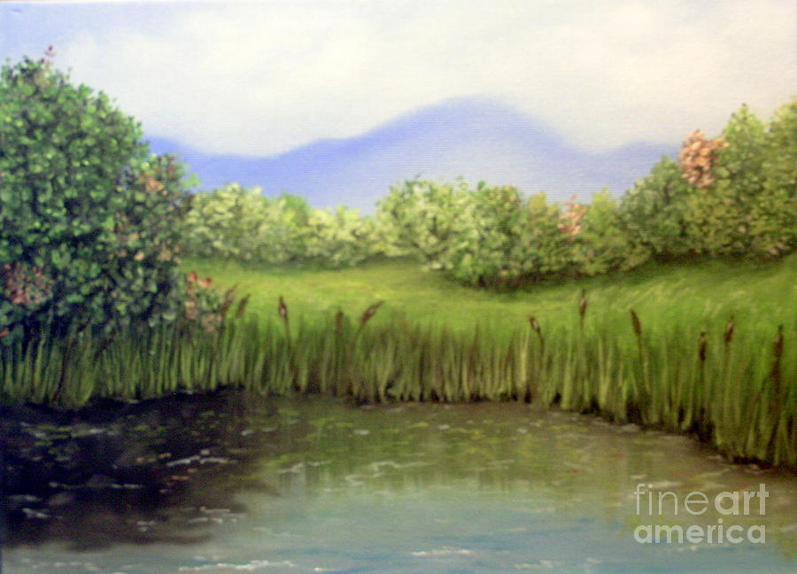 Quiet Pond Painting by Peggy Miller