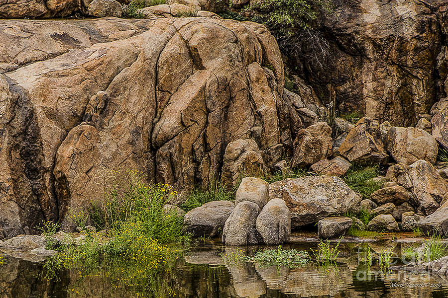 Granite Boulders Photograph - Quiet Reflections Watson Lake Prescott AZ by Marti Huzarski