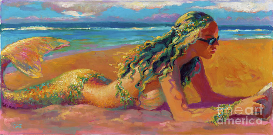 Mermaid Painting - Quiet Time by Isa Maria Mermaid Painting - Quiet Time by Isa Maria