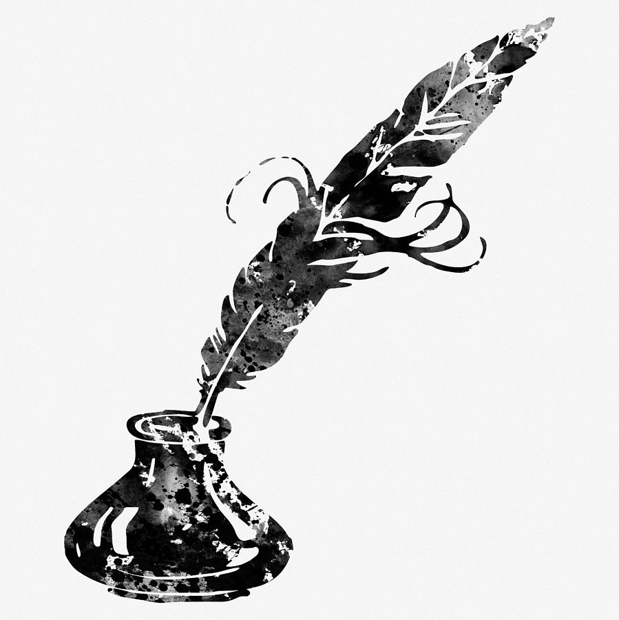 Quill and Ink-black Digital Art by Erzebet S | Fine Art America