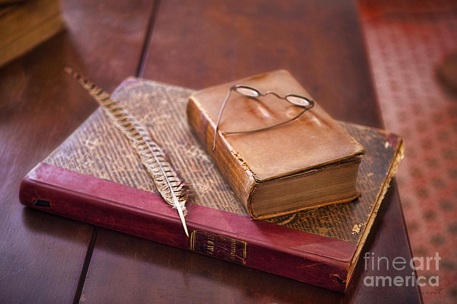 Quill and Reading Glasses and Book Photograph by David Arment