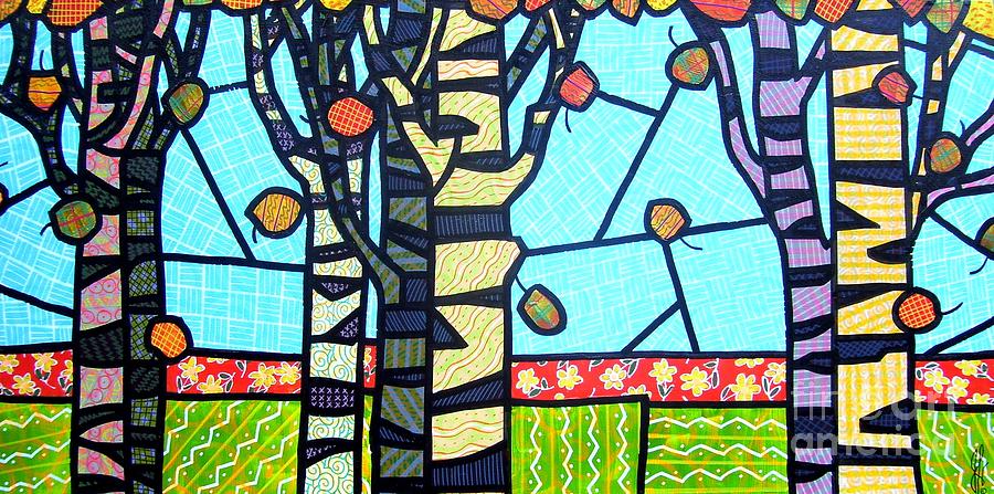 Quilted Birch Garden Painting by Jim Harris