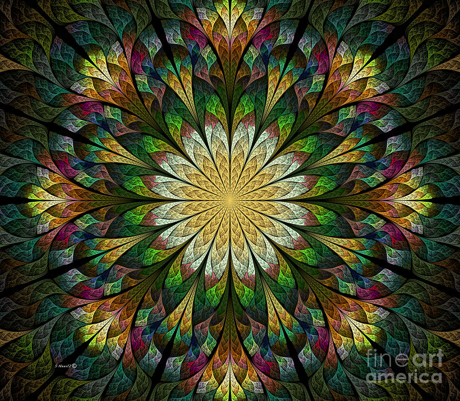 Quilted Flower Abstract Digital Art by Shari Nees
