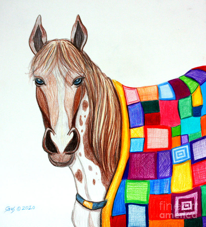 Horse Drawing - Quilted Stallion by Nick Gustafson