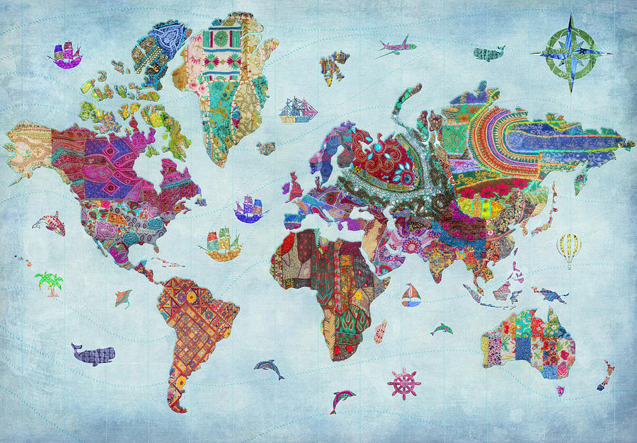 Quilted World Map Photograph by MGL Meiklejohn Graphics Licensing