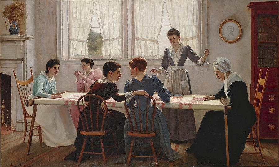 Quilting Party  Painting by Edgar Melville Ward