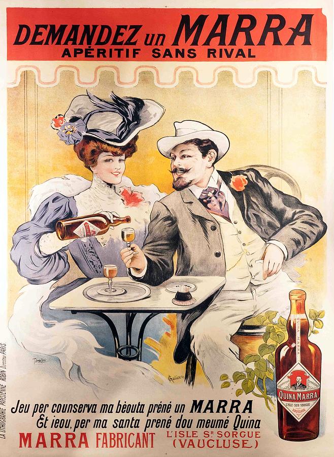 Quina Marra Fabricant - Aperitif - Vintage French Drink advertising poster - By Francisco Tamagno Mixed Media by Studio Grafiikka