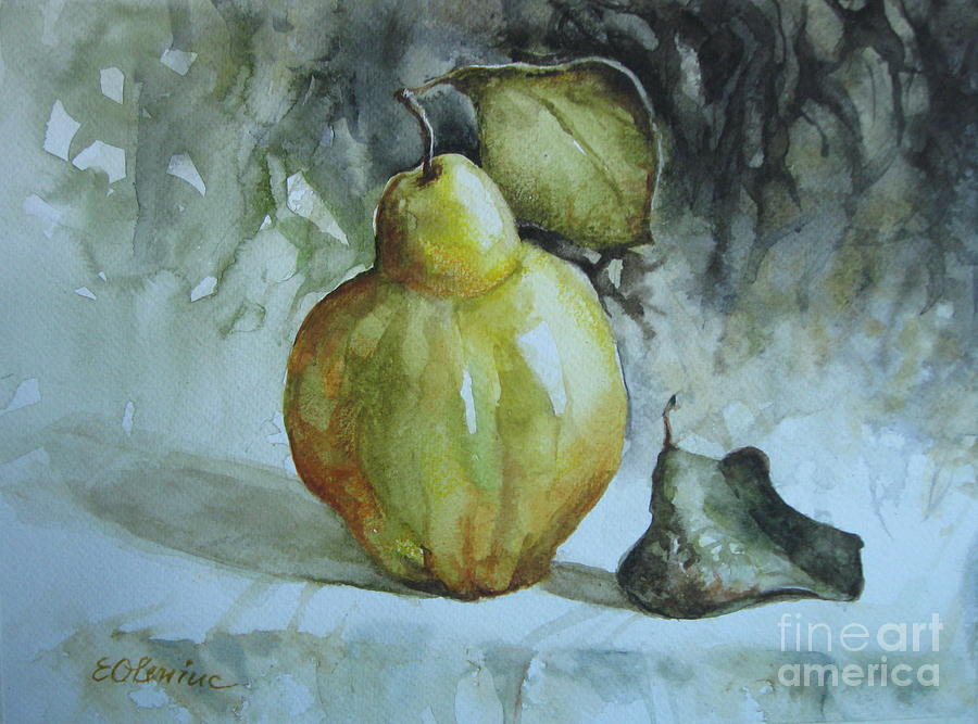 Quince... Painting by Elena Oleniuc