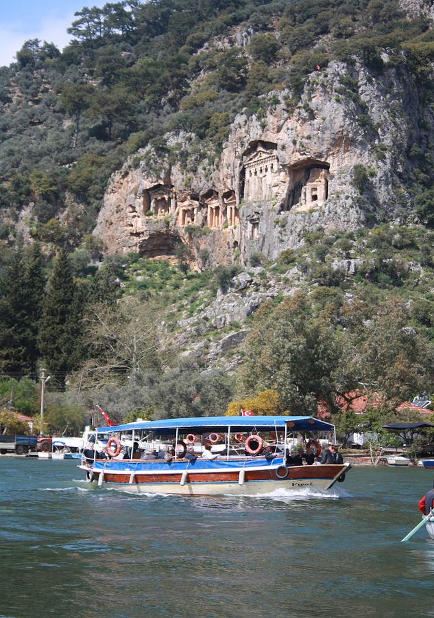 Quintessentially Dalyan River Boats and Rock Tombs Photograph by Taiche Acrylic Art