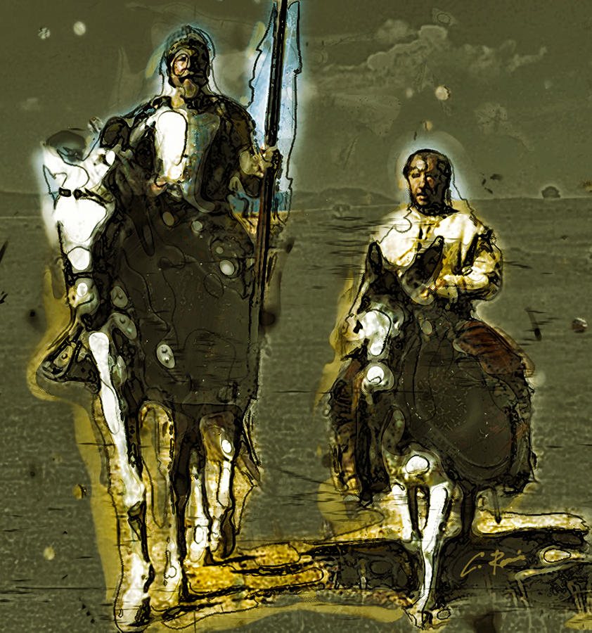 Quixote and Sancho Digital Art by Charlie Roman