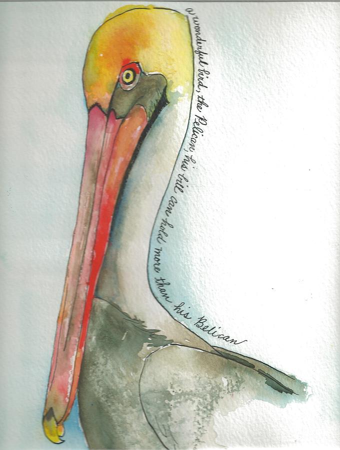 Quotable Pelican  Painting by Maureen Moore