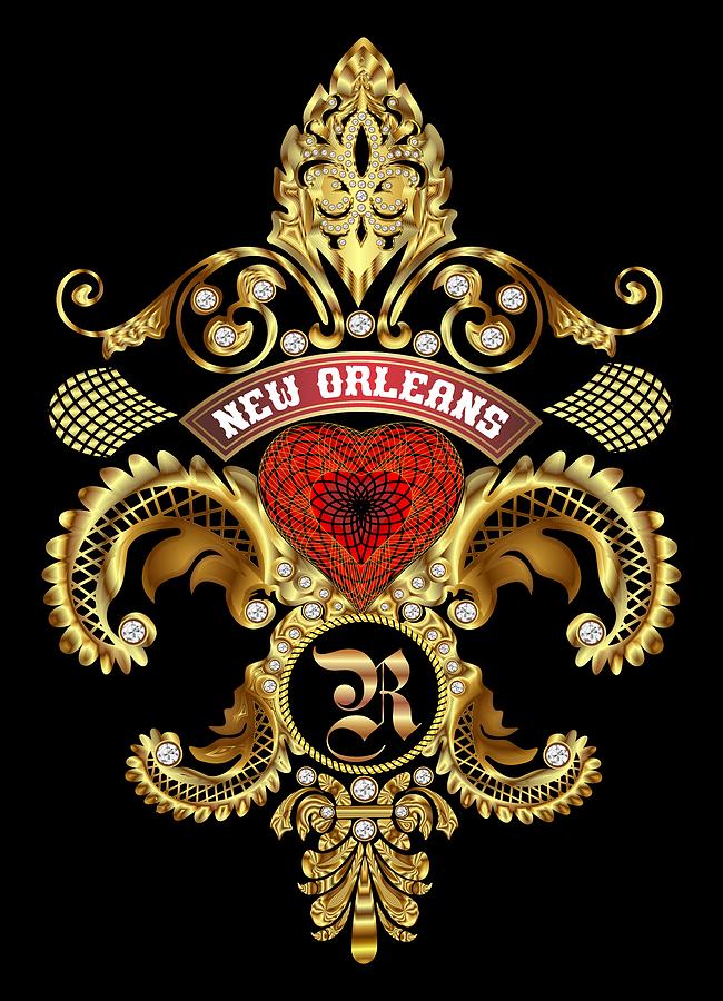 Greek Digital Art - R-Fleur-de-lis New Orleans Transparent Back Pick Color by Bill Campitelle