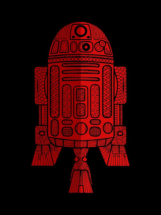 R2D2 - Star Wars Art - Red 2 Mixed Media by Studio Grafiikka