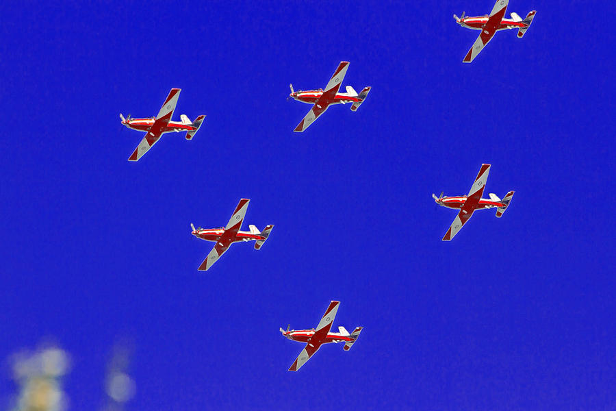 RAAF Roullettes Flying Across North Head Sydney Photograph by Miroslava Jurcik