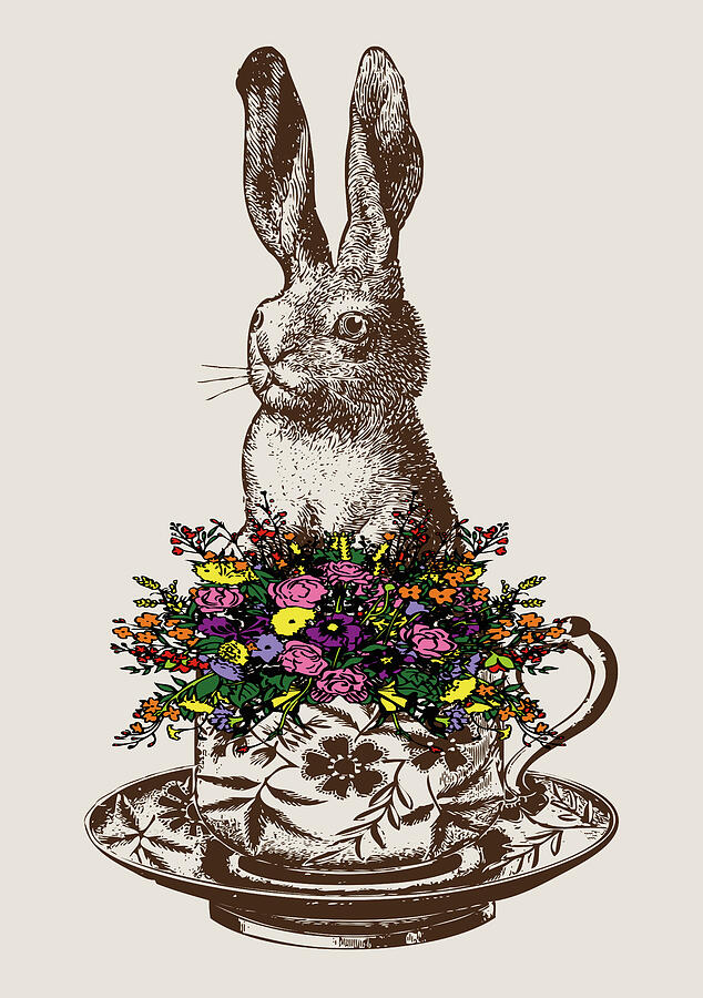 Rabbit Digital Art - Rabbit in a Teacup by Eclectic at Heart