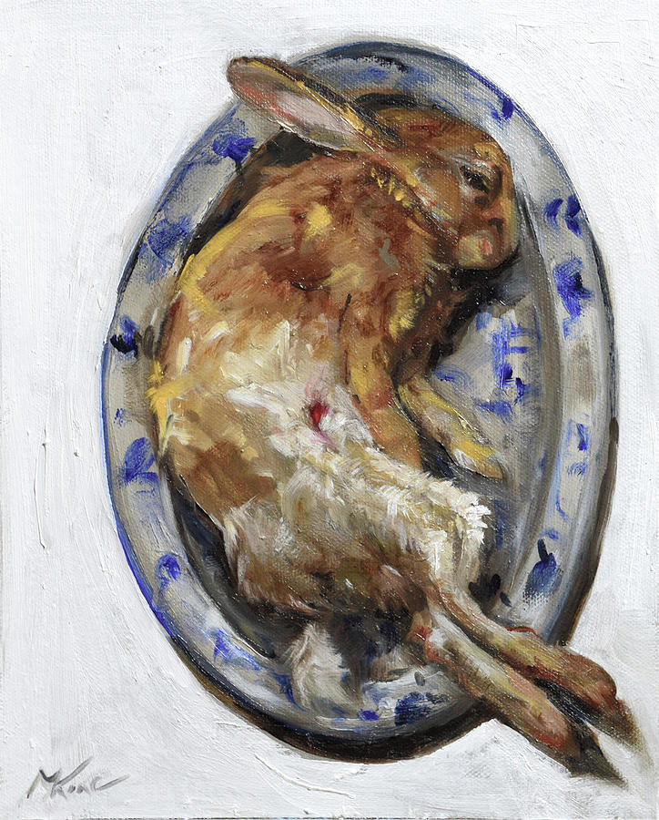 Rabbit Painting - Rabbit on Plate by Margot King