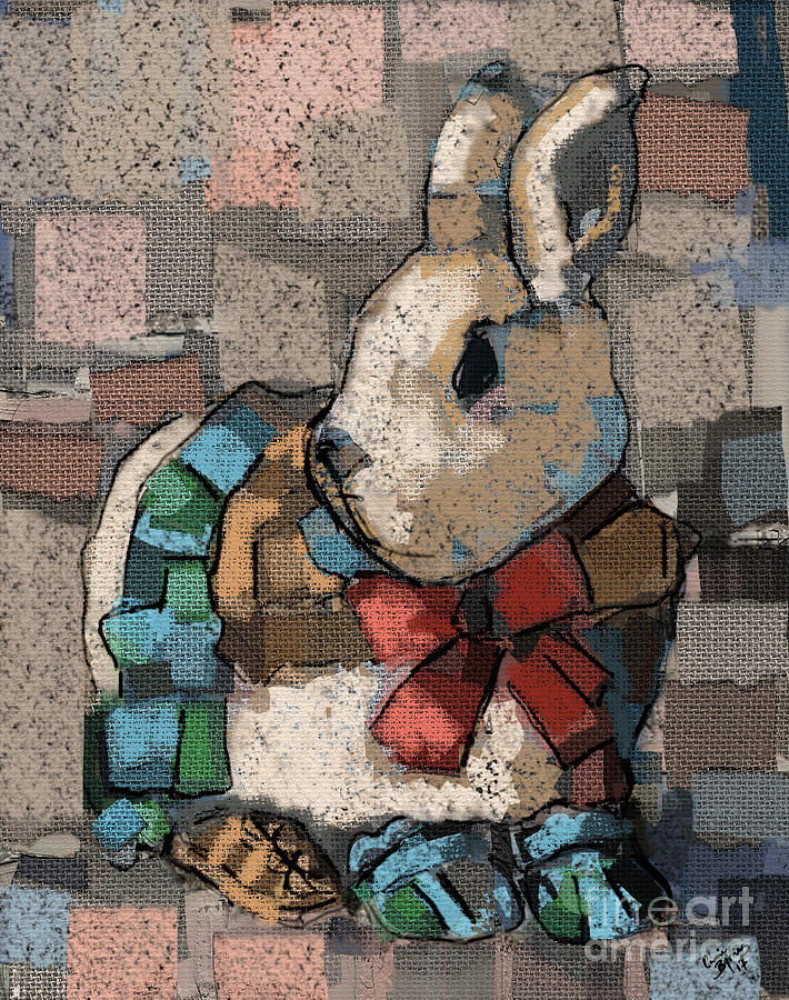 Rabbit Socks Painting by Carrie Joy Byrnes