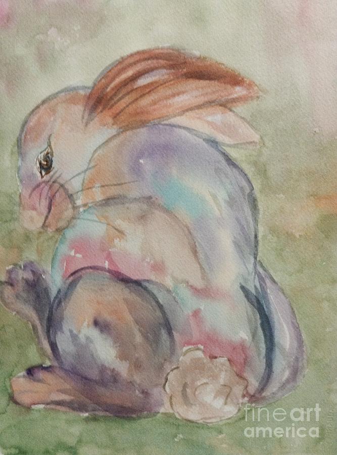 Rabbit - tude pastel Painting by Ellen Levinson