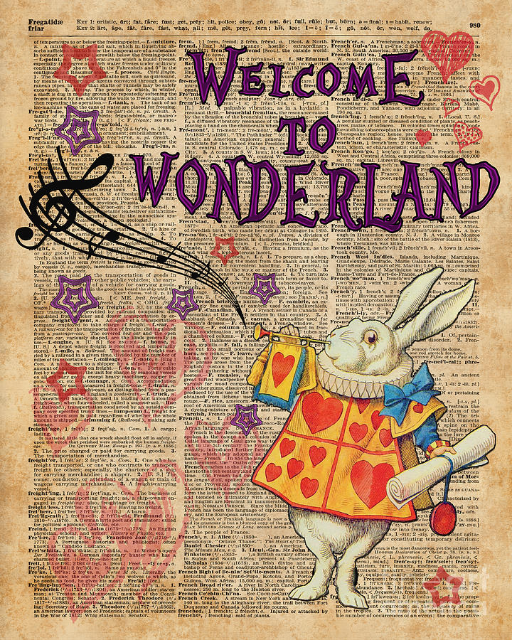 Magic Digital Art - Rabbit Welcome To .. Alice In Wonderland by Anna W