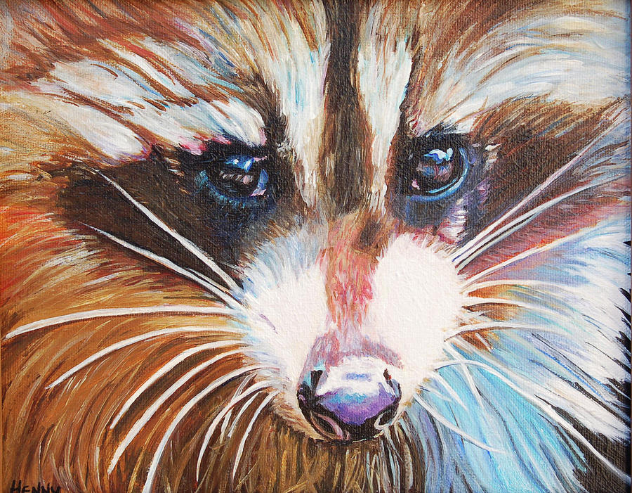 Raccoon Painting by Henny Dagenais - Pixels