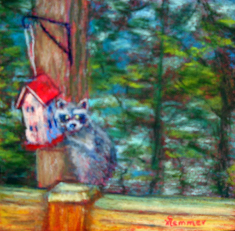 Tree Painting - Raccoon Thief by Sandy Hemmer