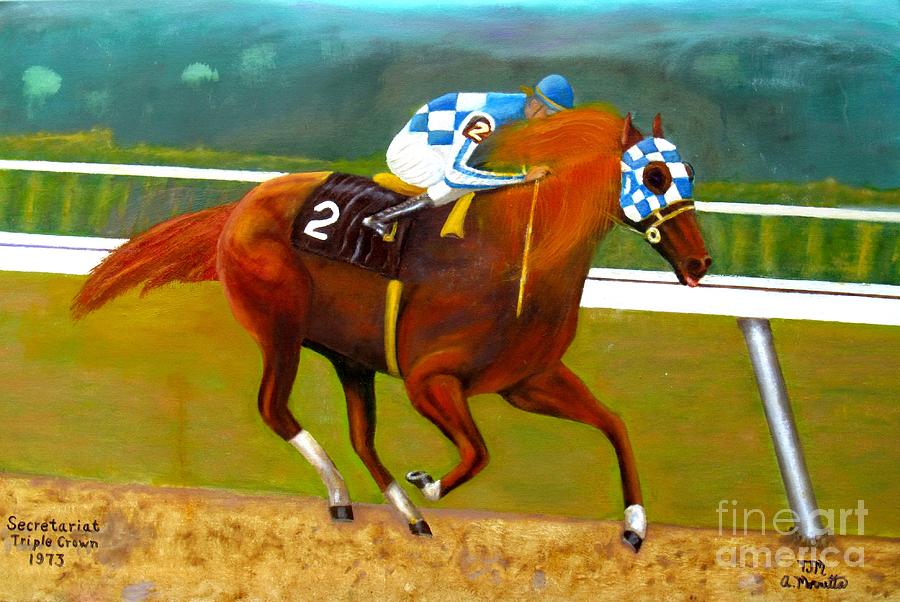 Race Horse Secretariat Triple Crown Winner 1973 Original Oil Painting  Painting by Anthony Morretta