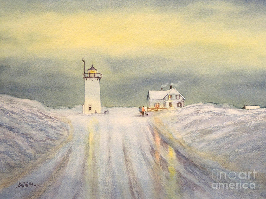 Winter Painting - Race Point Lighthouse Provincetown by Bill Holkham