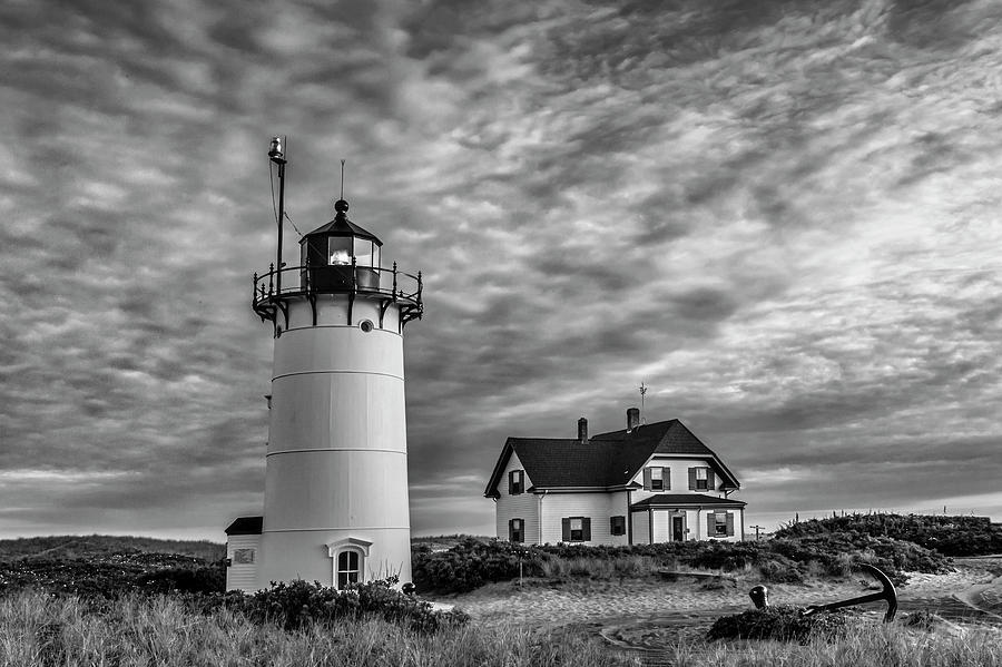 Race Point Lighthouse Sunset BW Photograph by Susan Candelario