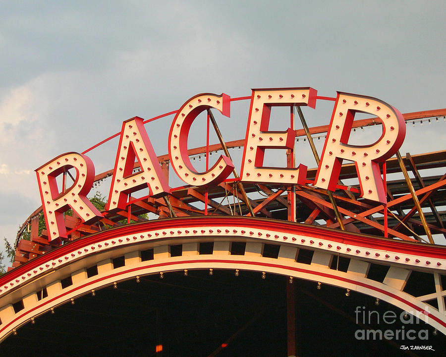 Neon Sign Digital Art - Racer Coaster Kennywood Park by Jim Zahniser