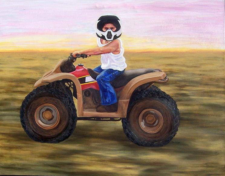 Racheal on Four Wheeler Painting by Marianne Devine - Fine Art America