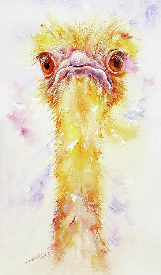 Rachel the Yellow Ostrich Painting by Arti Chauhan