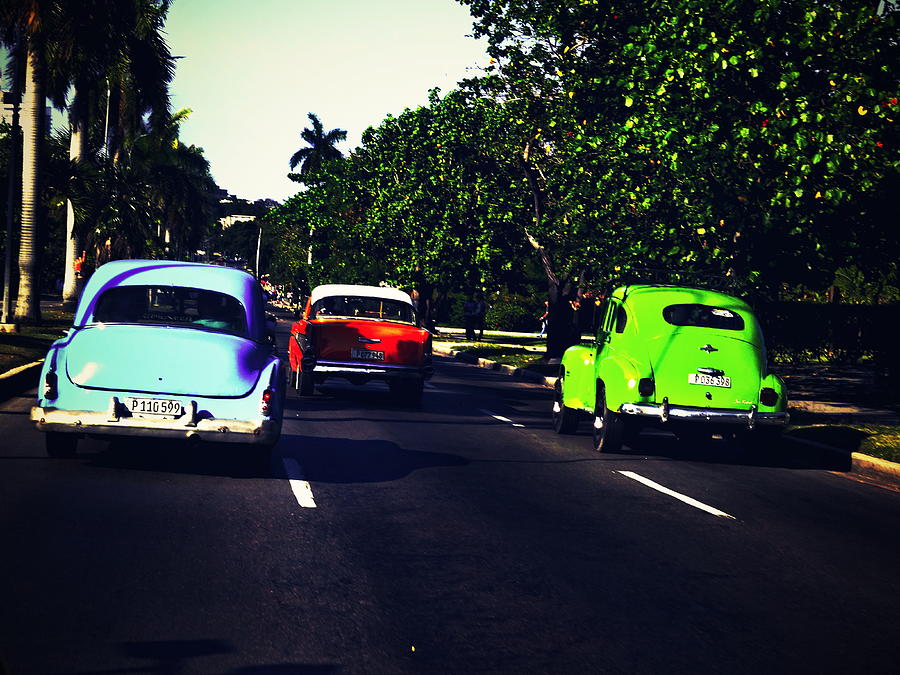 Racing Havana Cuba in classic American cars  Photograph by Funkpix Photo Hunter